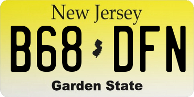 NJ license plate B68DFN