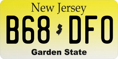 NJ license plate B68DFO