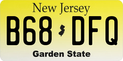 NJ license plate B68DFQ