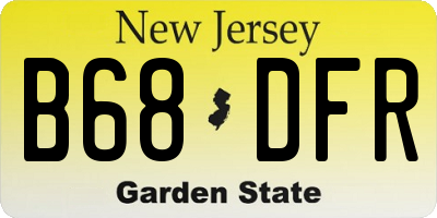 NJ license plate B68DFR