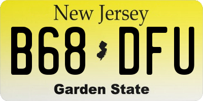 NJ license plate B68DFU