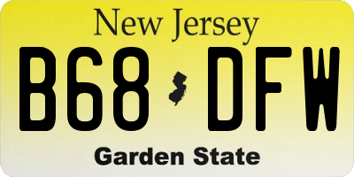 NJ license plate B68DFW