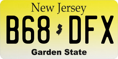 NJ license plate B68DFX