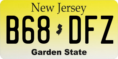 NJ license plate B68DFZ