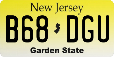 NJ license plate B68DGU