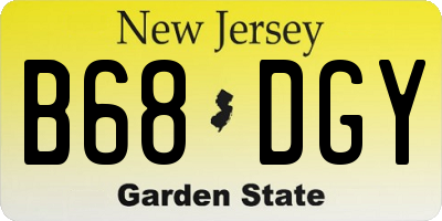 NJ license plate B68DGY