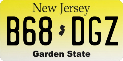 NJ license plate B68DGZ