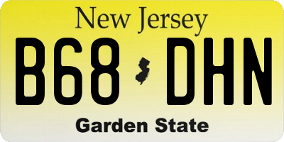 NJ license plate B68DHN