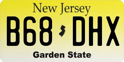NJ license plate B68DHX