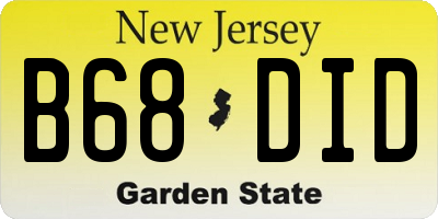 NJ license plate B68DID
