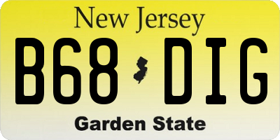 NJ license plate B68DIG