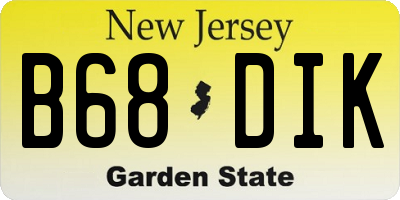 NJ license plate B68DIK