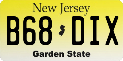 NJ license plate B68DIX