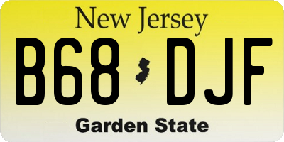 NJ license plate B68DJF