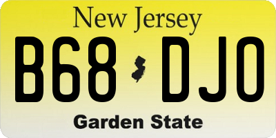 NJ license plate B68DJO