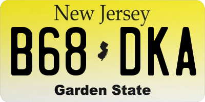 NJ license plate B68DKA