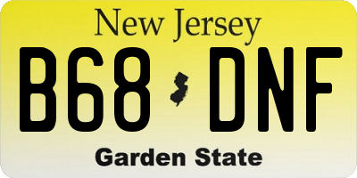 NJ license plate B68DNF