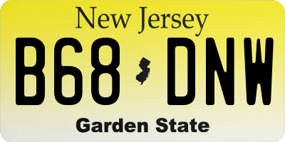 NJ license plate B68DNW