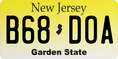 NJ license plate B68DOA