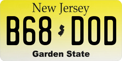 NJ license plate B68DOD
