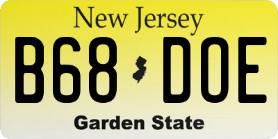 NJ license plate B68DOE