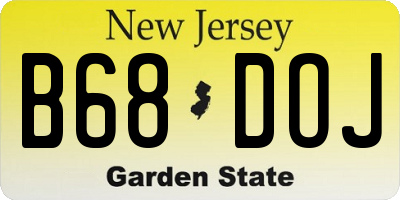 NJ license plate B68DOJ