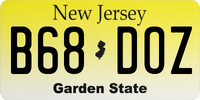 NJ license plate B68DOZ