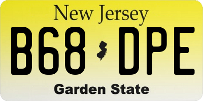 NJ license plate B68DPE