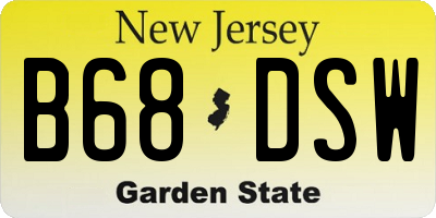 NJ license plate B68DSW