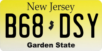 NJ license plate B68DSY