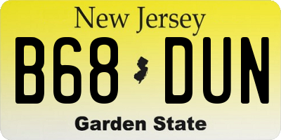 NJ license plate B68DUN