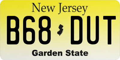 NJ license plate B68DUT