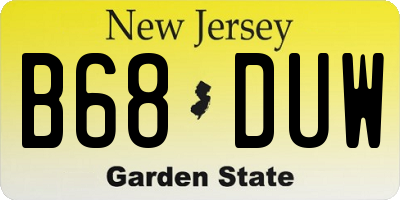 NJ license plate B68DUW
