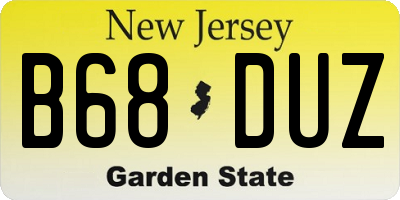 NJ license plate B68DUZ