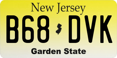 NJ license plate B68DVK