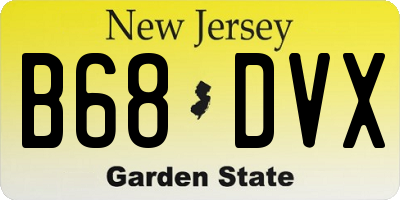 NJ license plate B68DVX