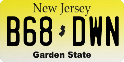 NJ license plate B68DWN