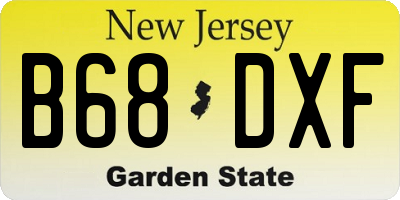 NJ license plate B68DXF