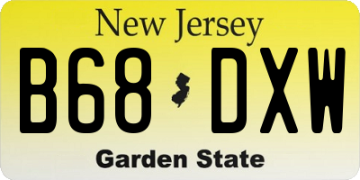 NJ license plate B68DXW