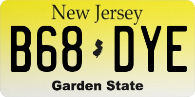 NJ license plate B68DYE