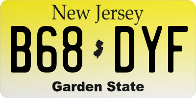 NJ license plate B68DYF