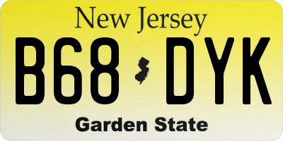 NJ license plate B68DYK