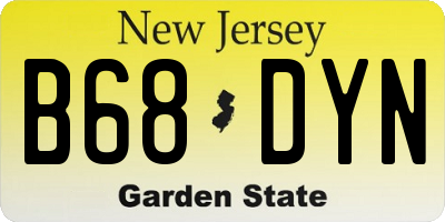 NJ license plate B68DYN