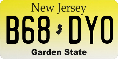 NJ license plate B68DYO