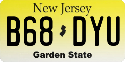 NJ license plate B68DYU