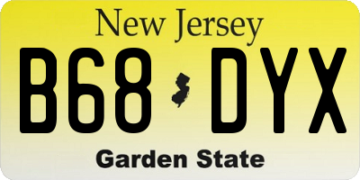 NJ license plate B68DYX