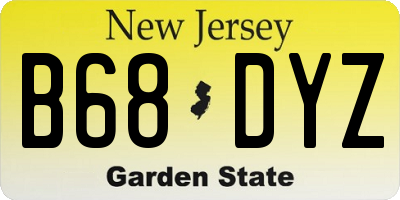 NJ license plate B68DYZ