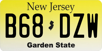 NJ license plate B68DZW