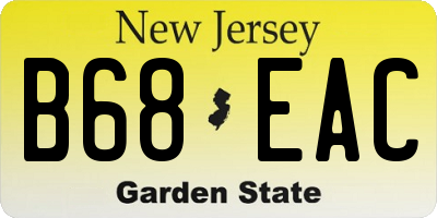 NJ license plate B68EAC