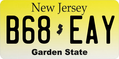 NJ license plate B68EAY